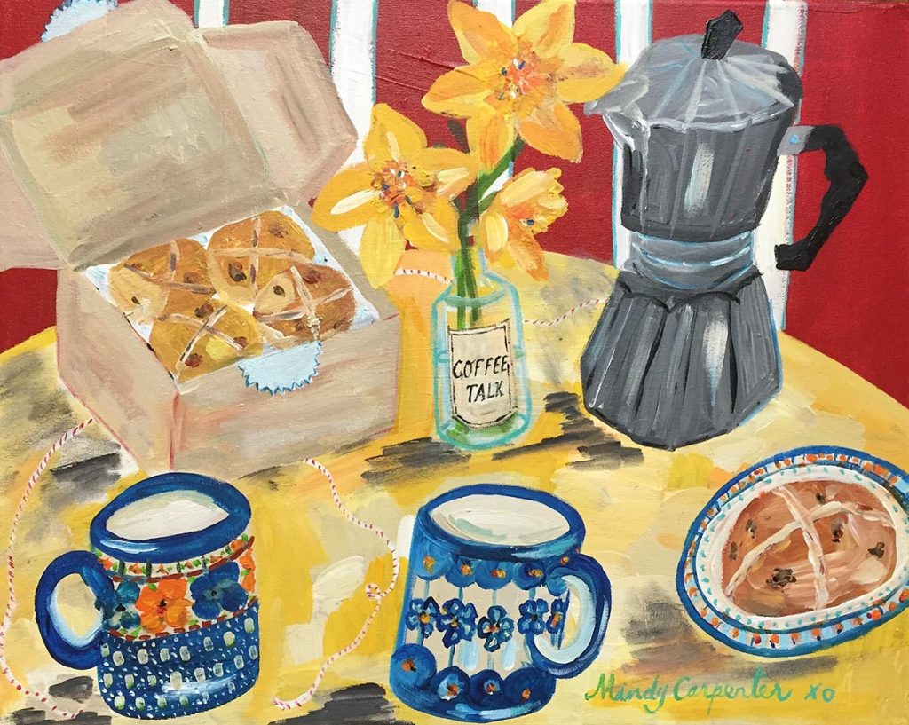 Coffee Talk original painting by Mindy Carpenter
